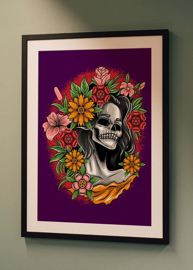 Dáma květinové lebky krásy