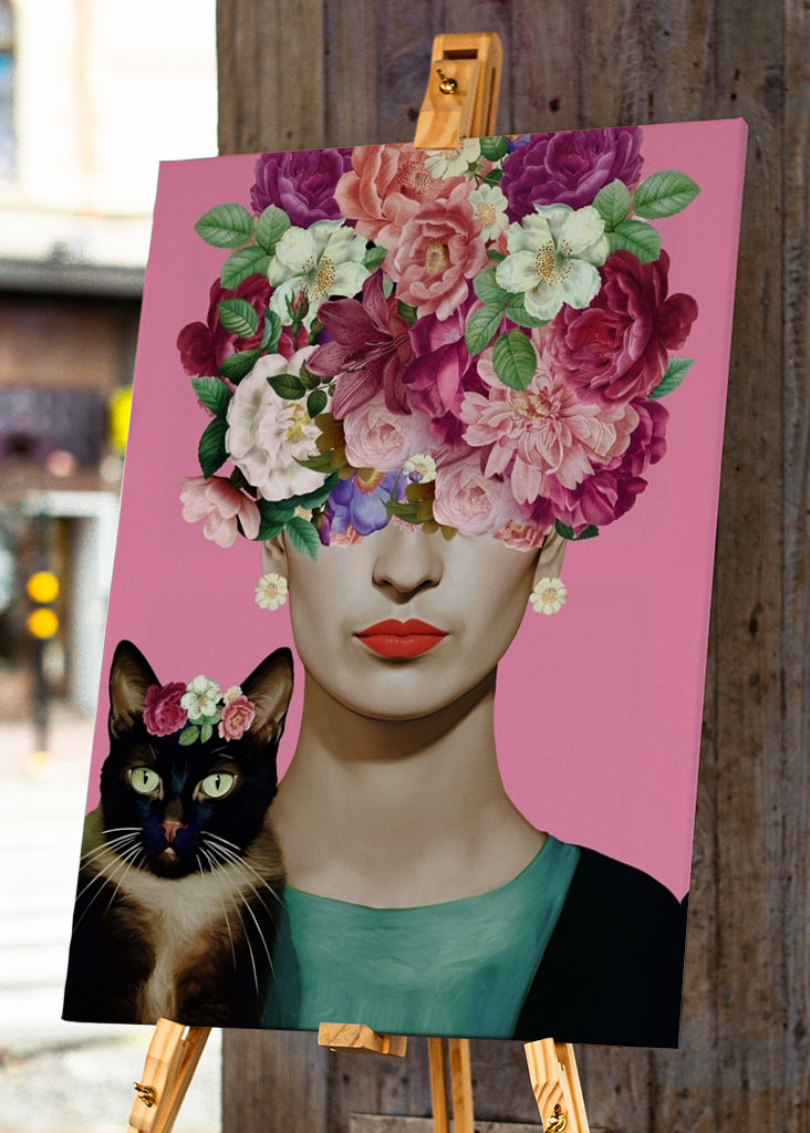 Portrét Frida miluje mačky 