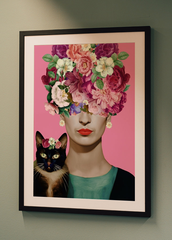 Portrét Frida miluje mačky 