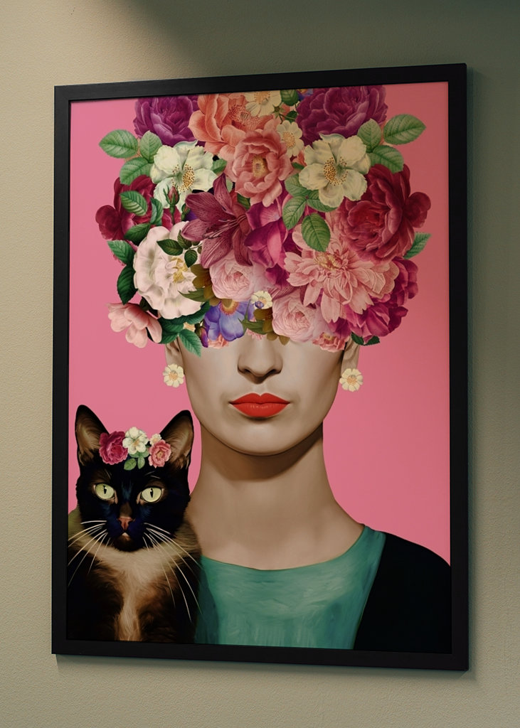 Portrét Frida miluje mačky 