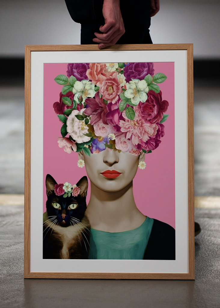 Portrét Frida miluje mačky 