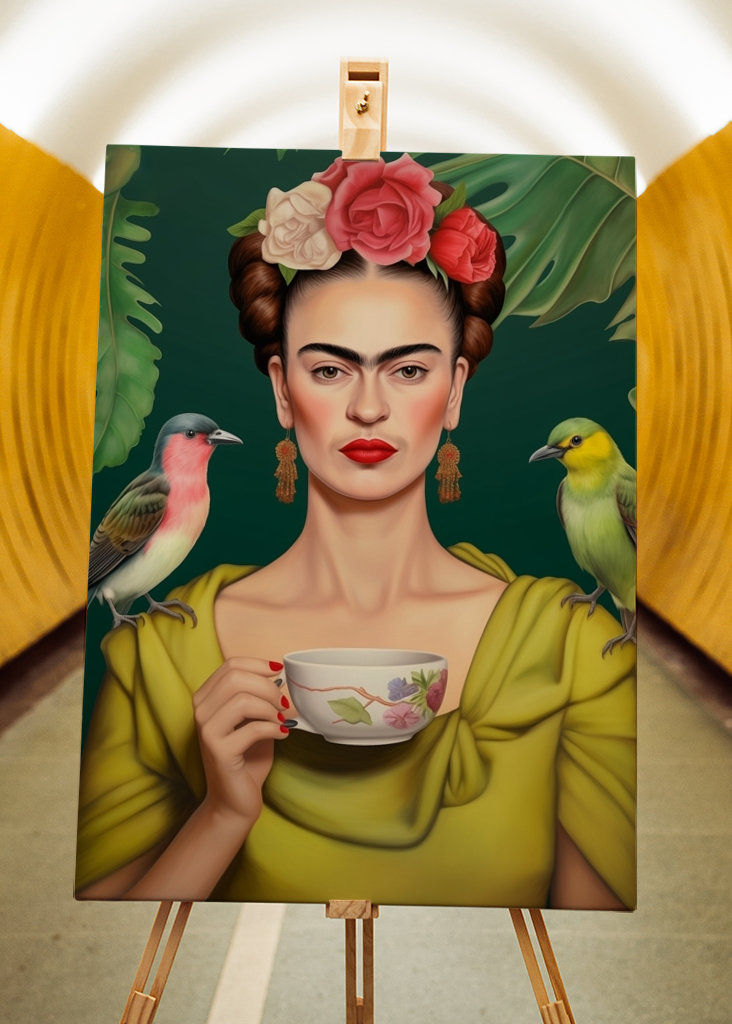 Frida drinkt thee met vogels