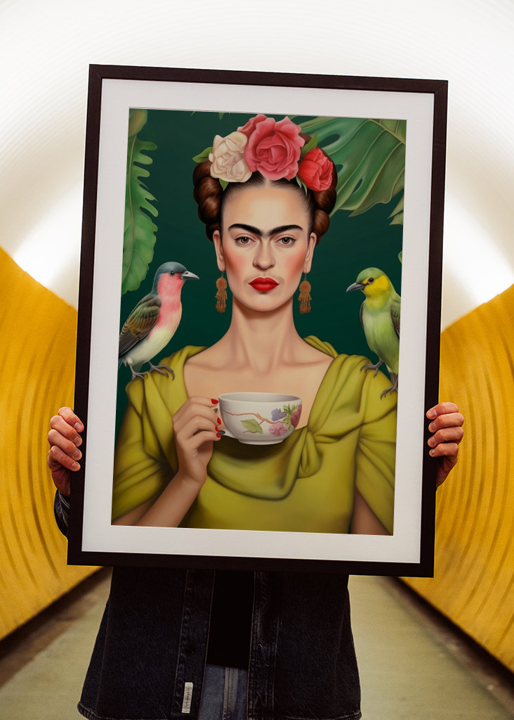 Frida drinkt thee met vogels