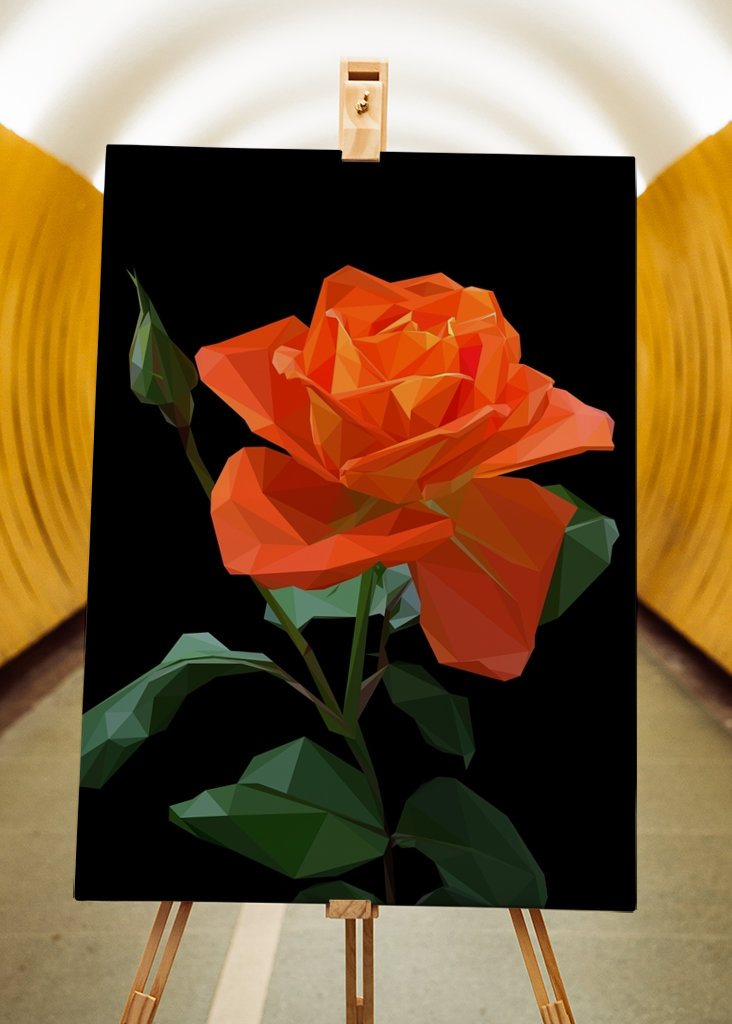 Low Poly oranžová růže