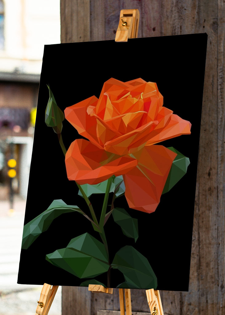 Low Poly oranžová růže