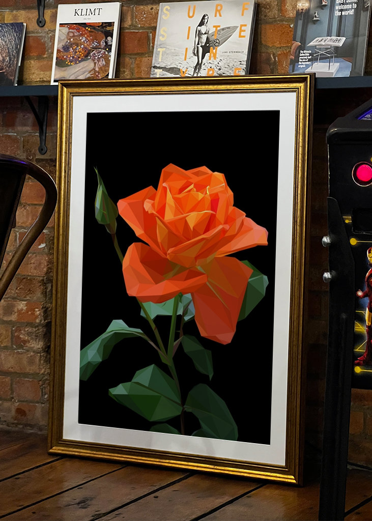 Low Poly oranžová růže