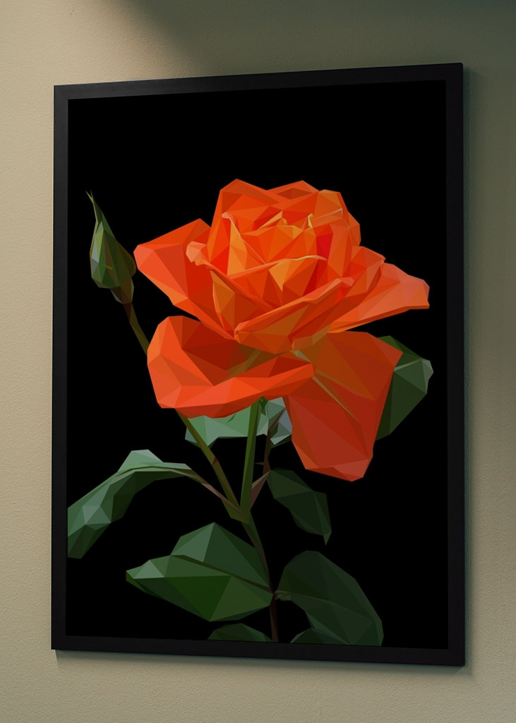 Low Poly oranžová růže