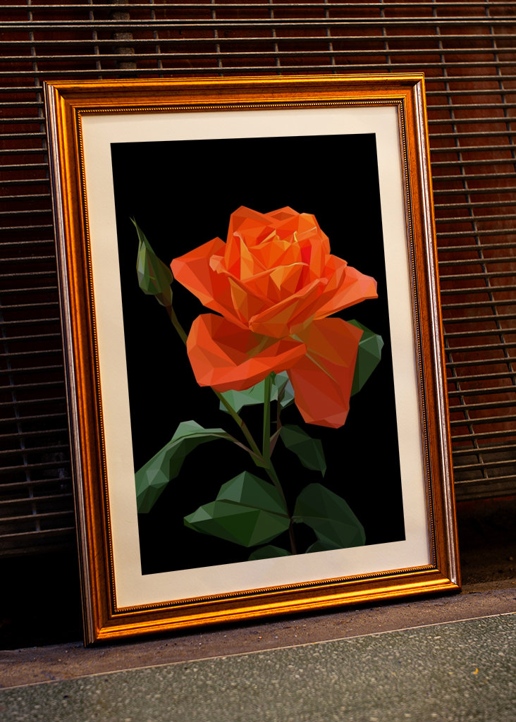 Low Poly oranžová růže