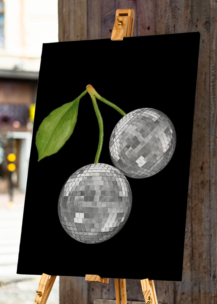 Kirsche Discokugel Schwarz