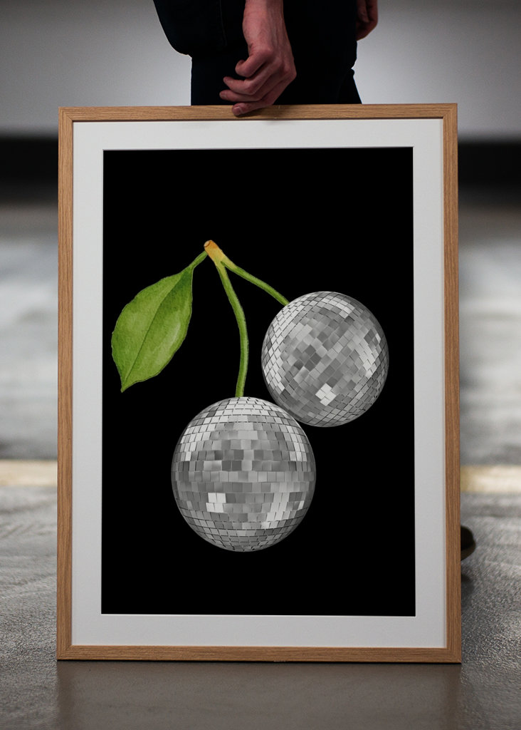 Kirsche Discokugel Schwarz