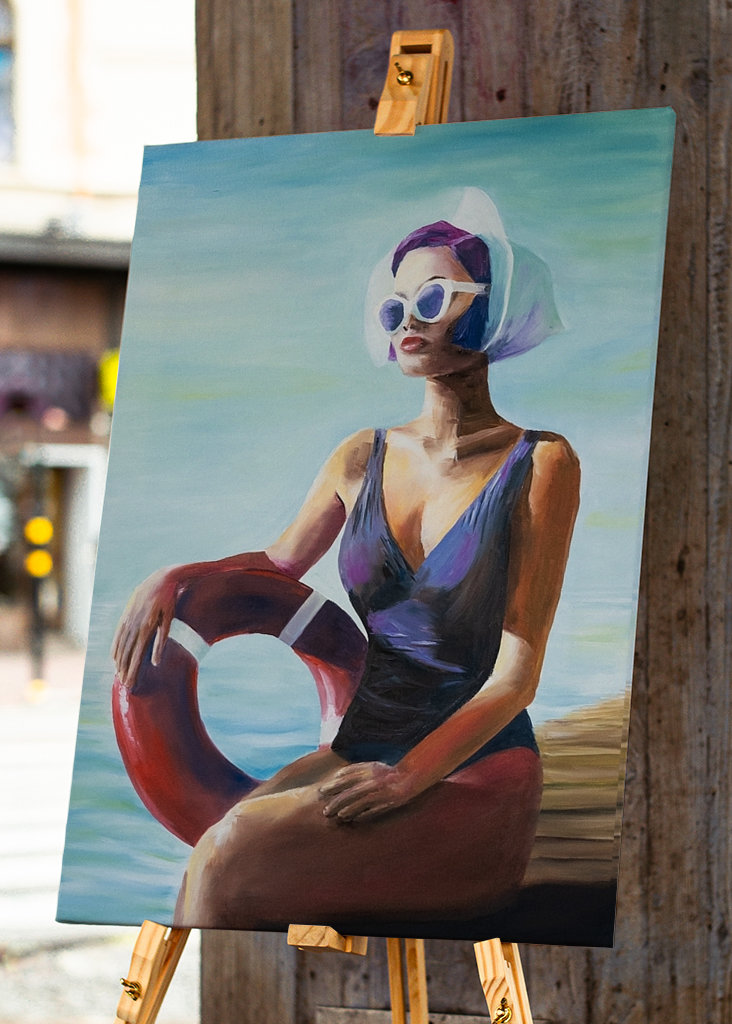 Frau mit Schwimmreifen