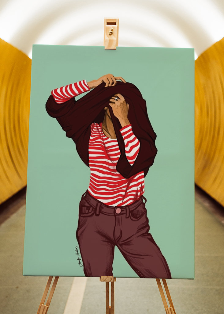 Girl with a striped sweater