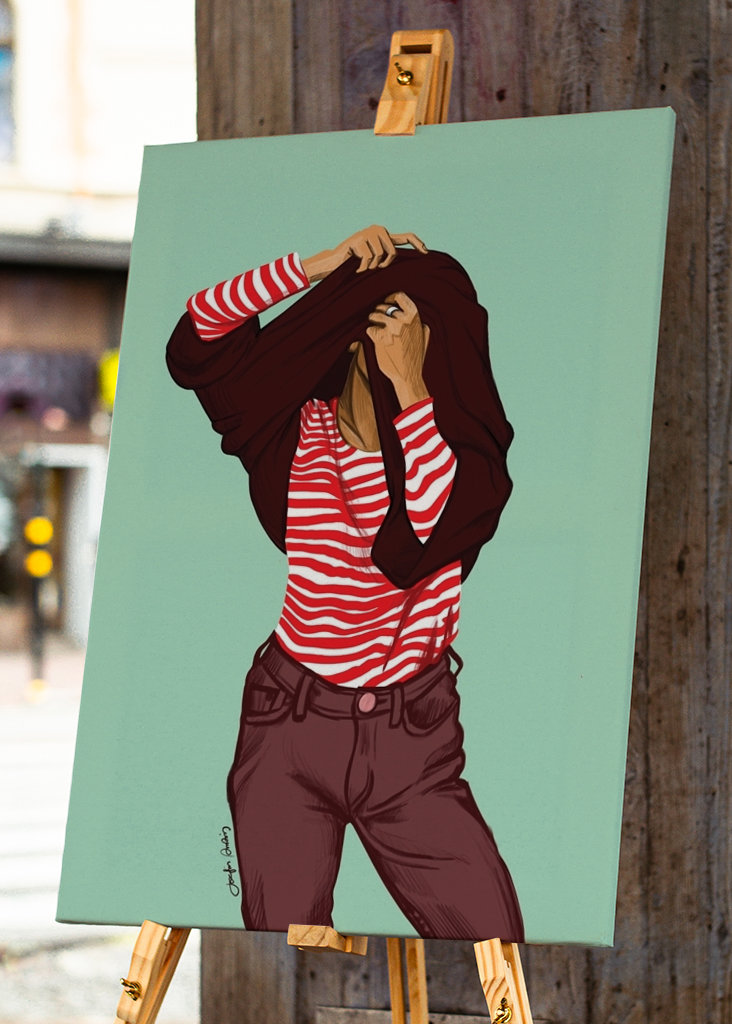 Girl with a striped sweater