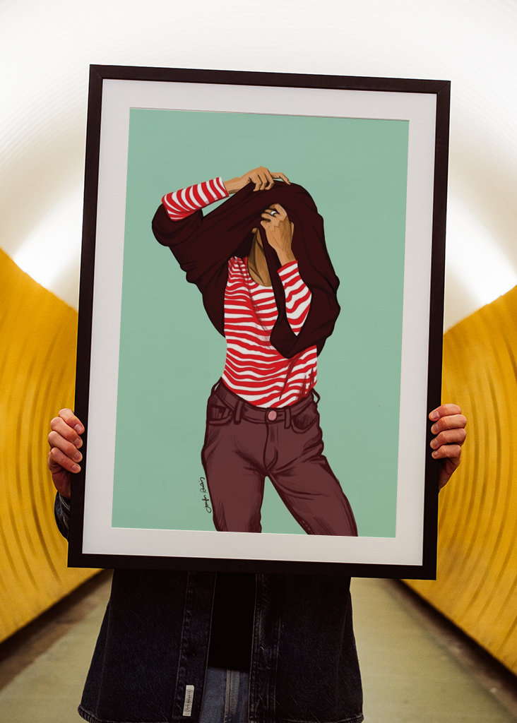 Girl with a striped sweater