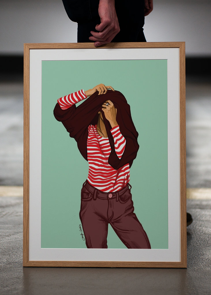 Girl with a striped sweater