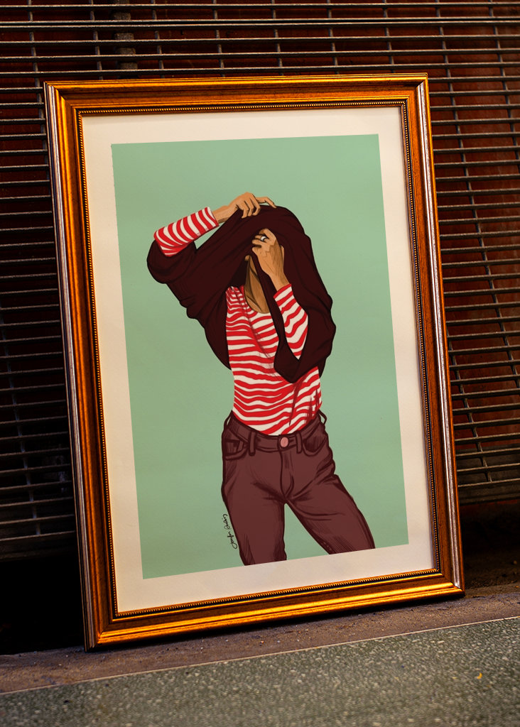 Girl with a striped sweater