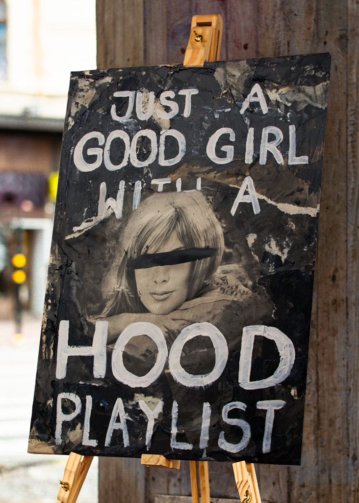 Jó lány kapucnis lejátszási listával