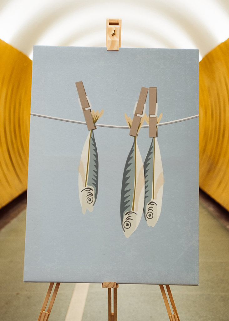 Sardinen an der Wäscheleine