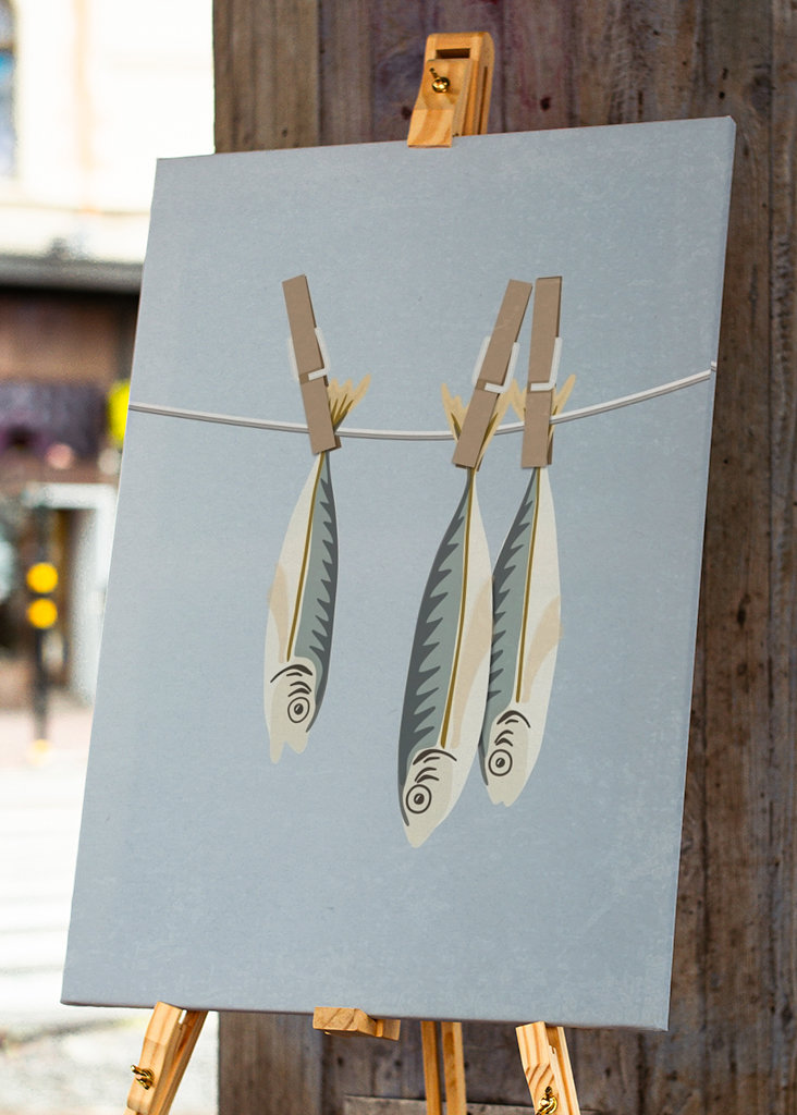 Sardinen an der Wäscheleine