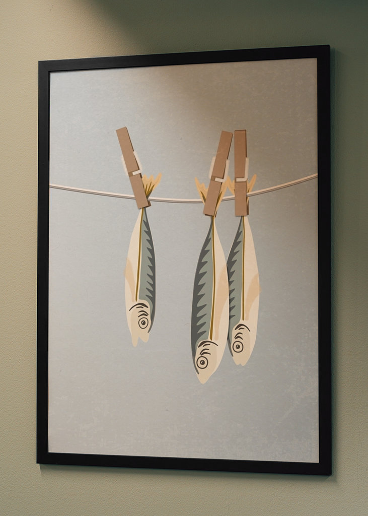 Sardinen an der Wäscheleine