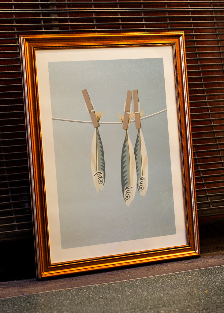 Sardinen an der Wäscheleine