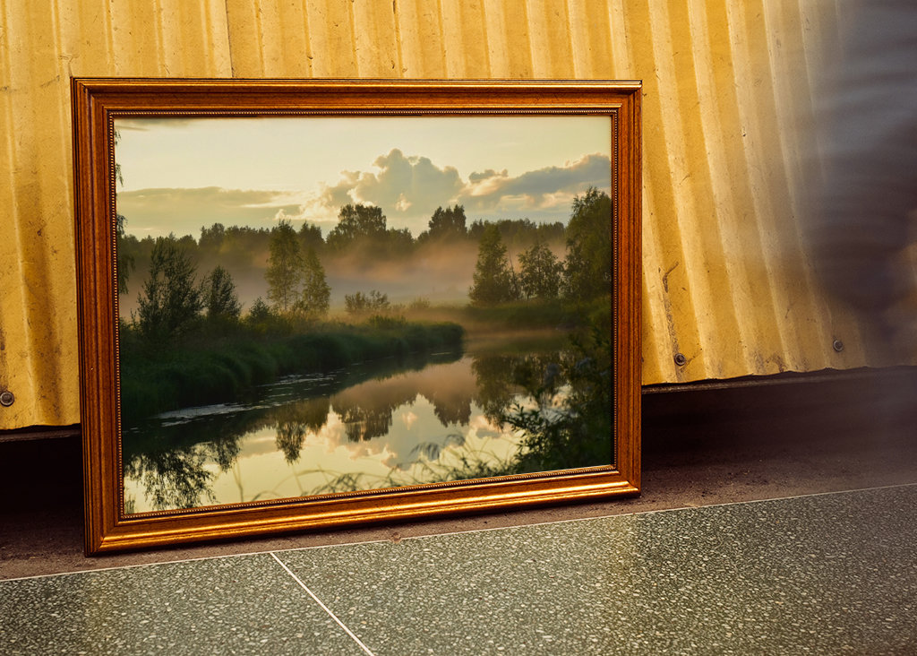 Summer nigth with sun and mist