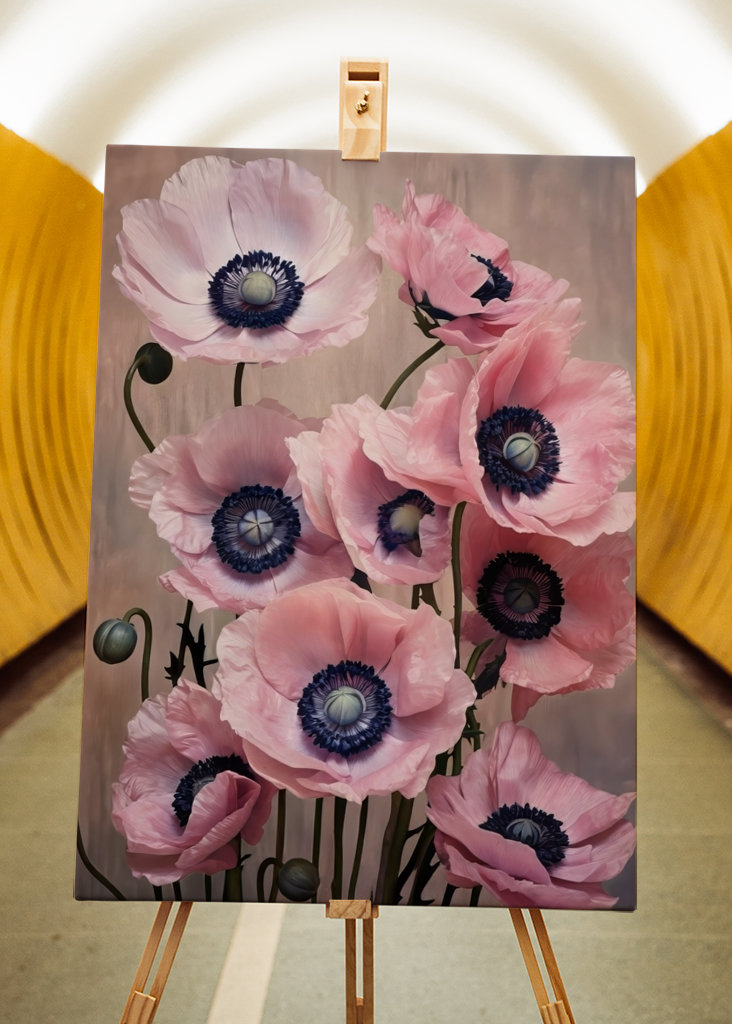 Pink Beige Textured Floral Art