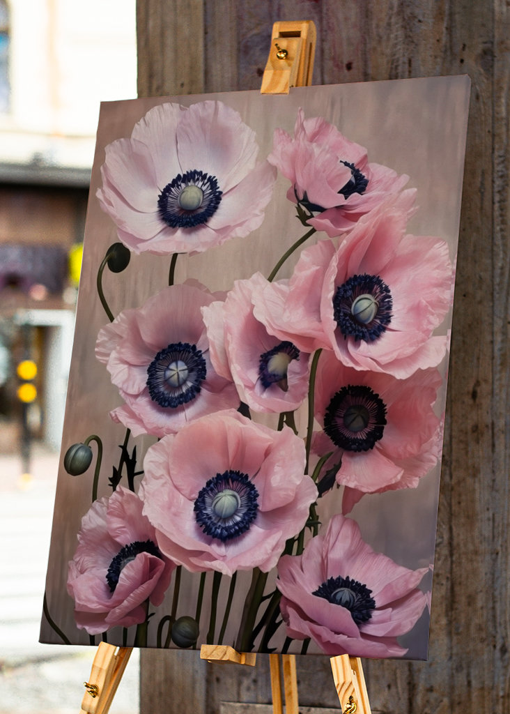 Pink Beige Textured Floral Art