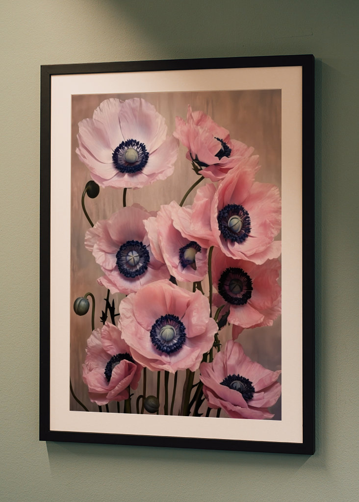 Pink Beige Textured Floral Art