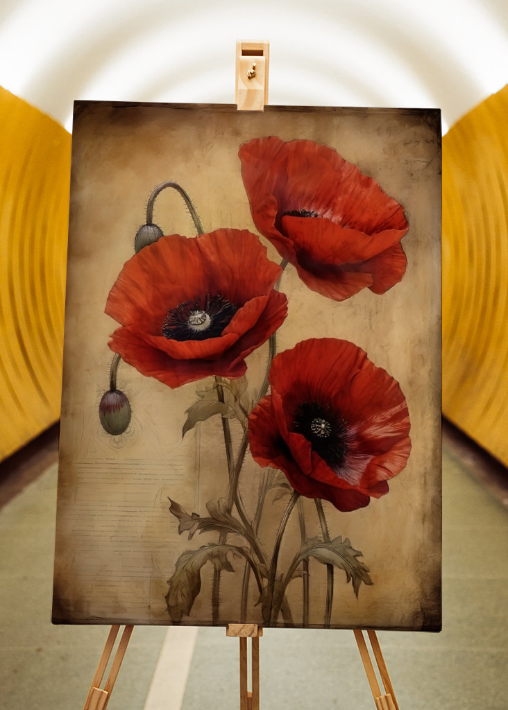 Red Beige Black Textured Art