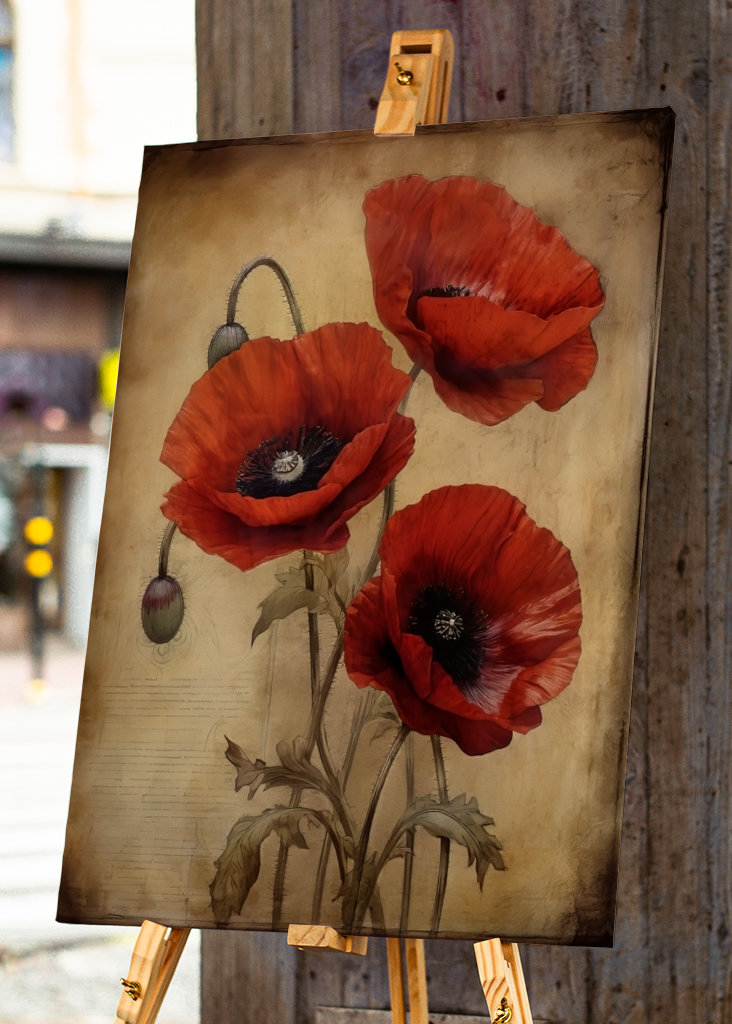 Red Beige Black Textured Art