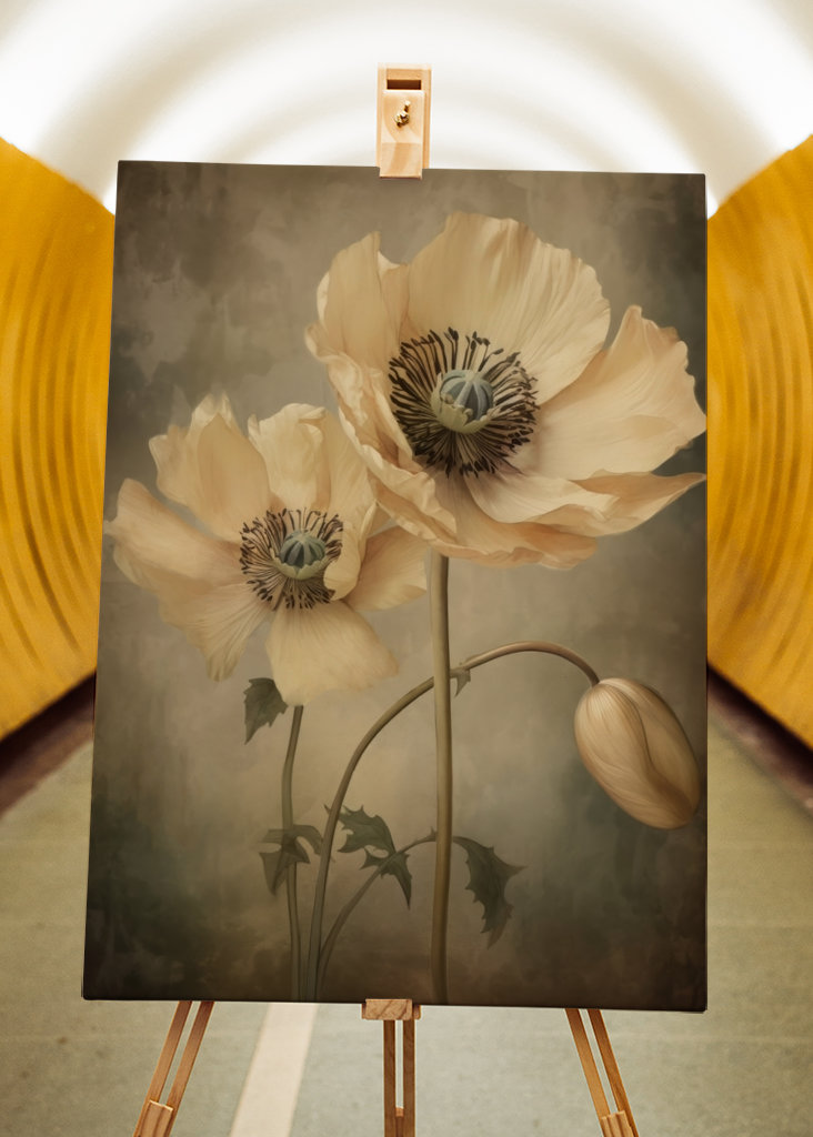 Beige Grey Green Delicate Art