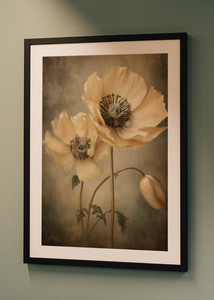 Beige Grey Green Delicate Art