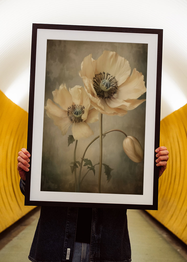 Beige Grey Green Delicate Art