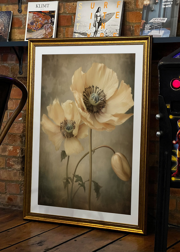 Beige Grey Green Delicate Art