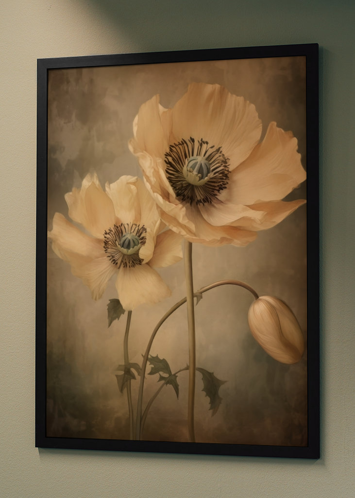 Beige Grey Green Delicate Art