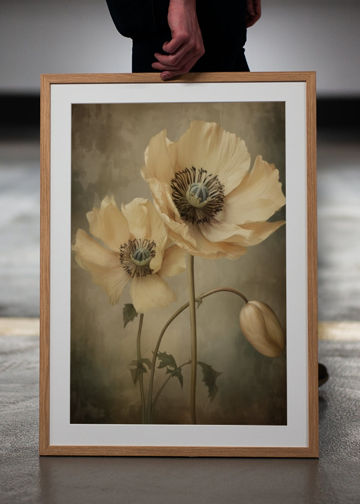 Beige Grey Green Delicate Art