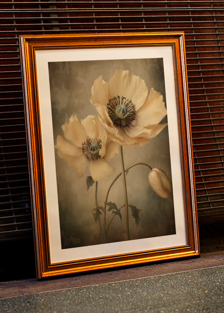 Beige Grey Green Delicate Art