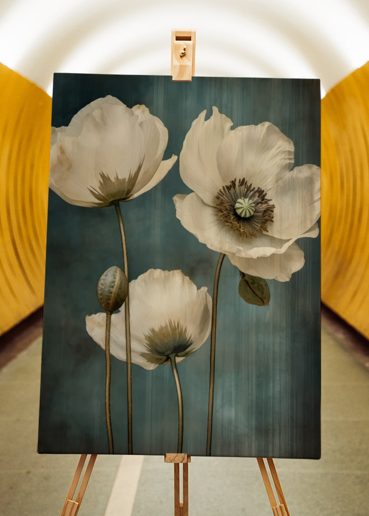 Beige Blue Green Delicate Art