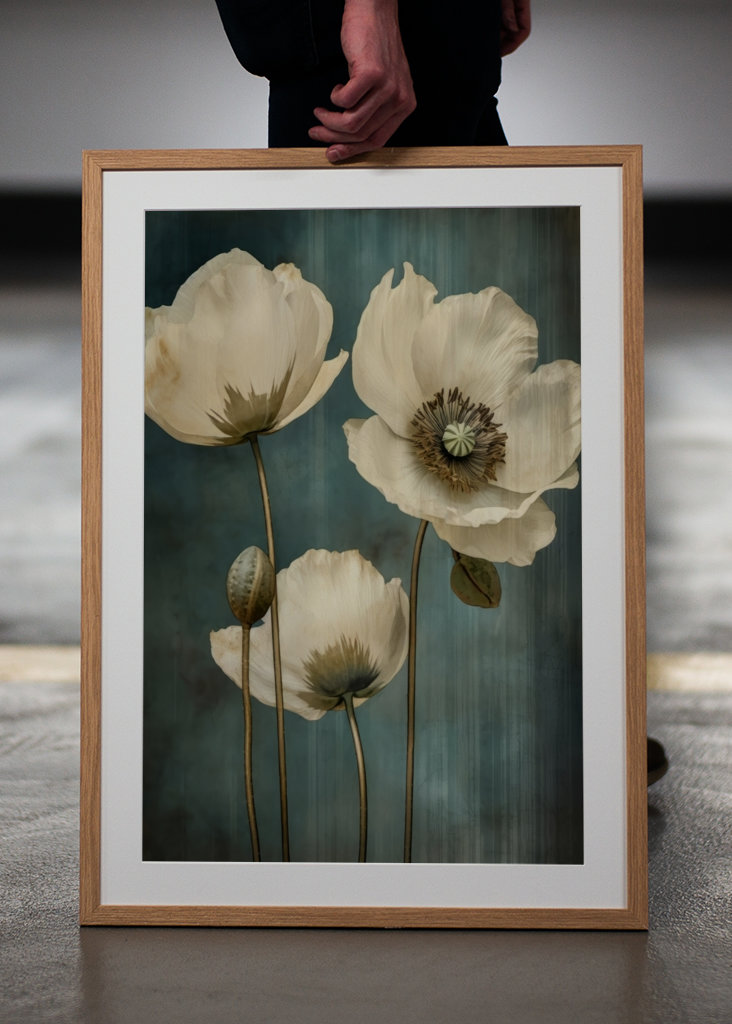 Beige Blue Green Delicate Art