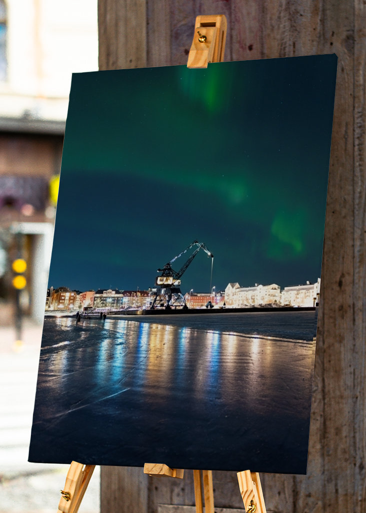 Aurores boréales depuis la route de glace de Luleå
