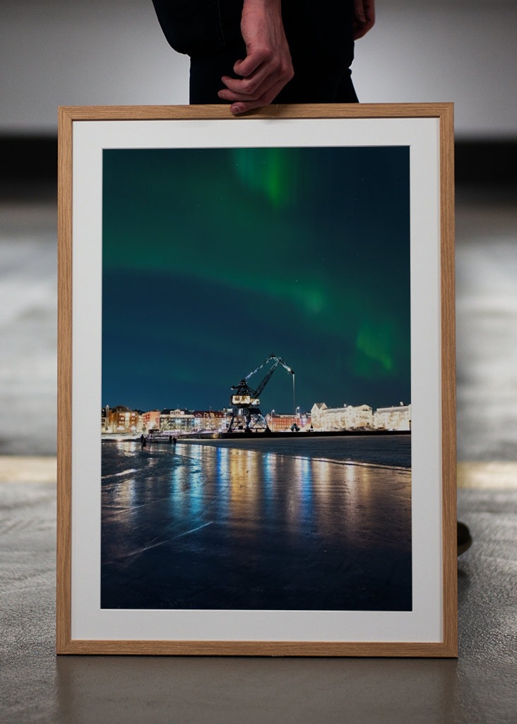 Aurores boréales depuis la route de glace de Luleå