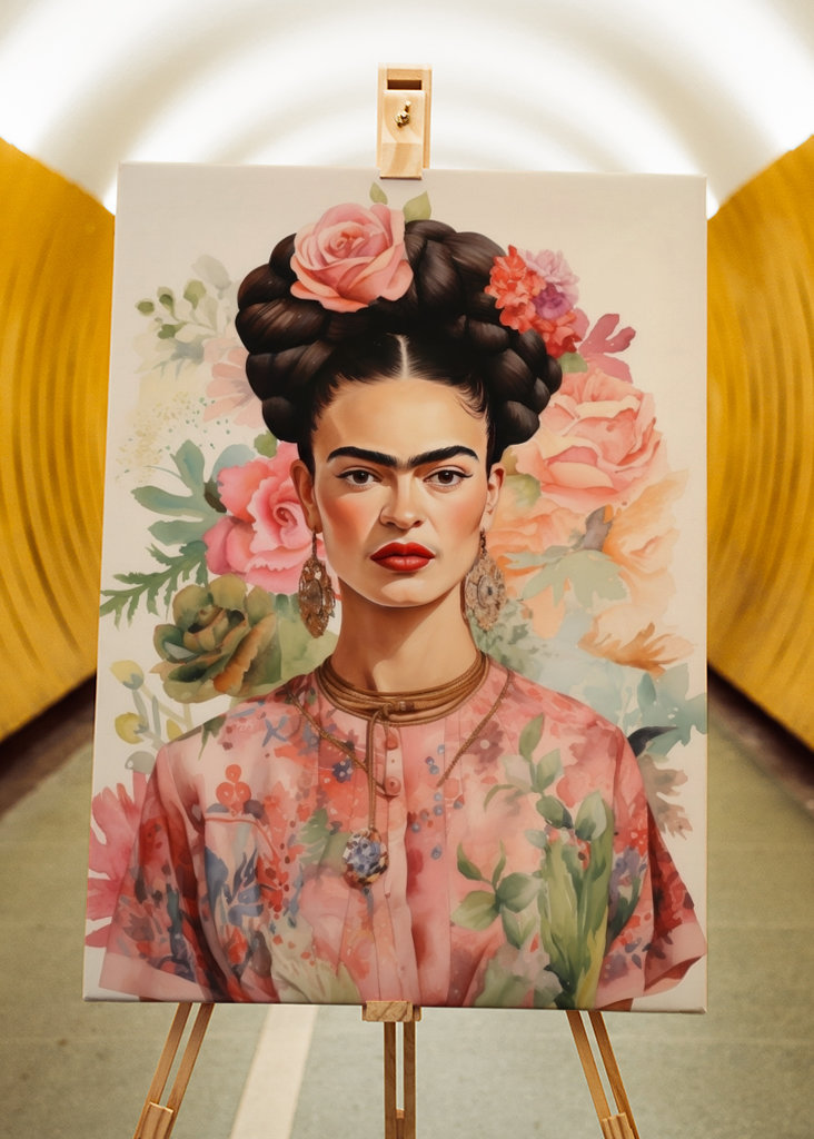 Frida Kahlo julistepainatus pinkki