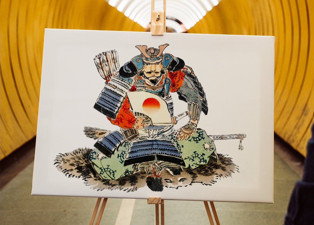 Kresba japonského samuraje