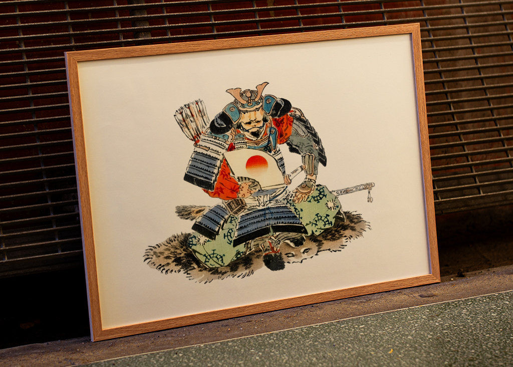 Kresba japonského samuraje