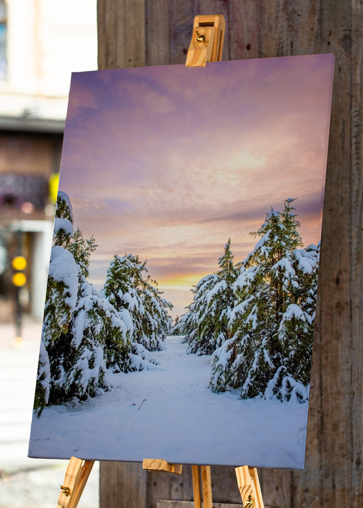 Vinterlandskap, Solnedgång