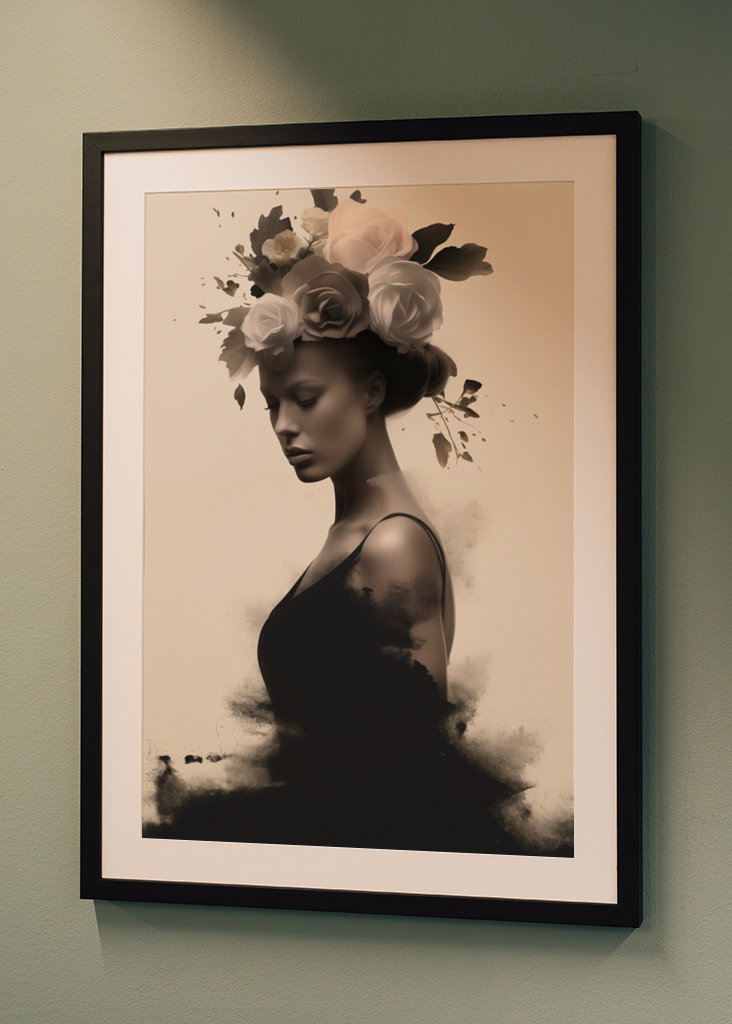 woman head with floral collage