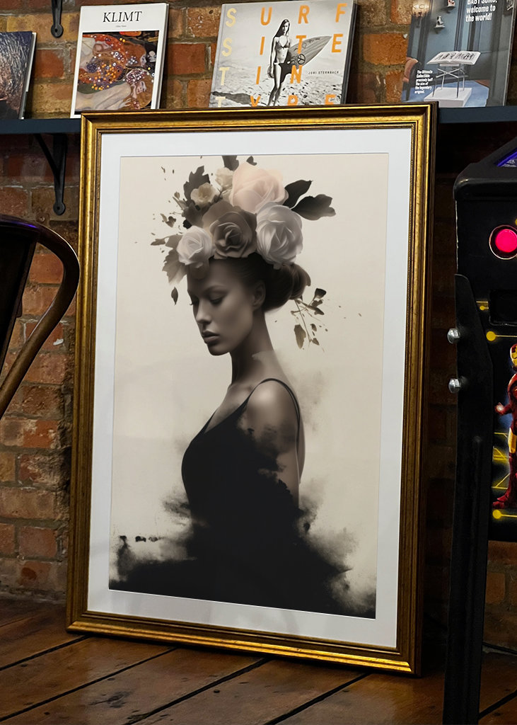 woman head with floral collage