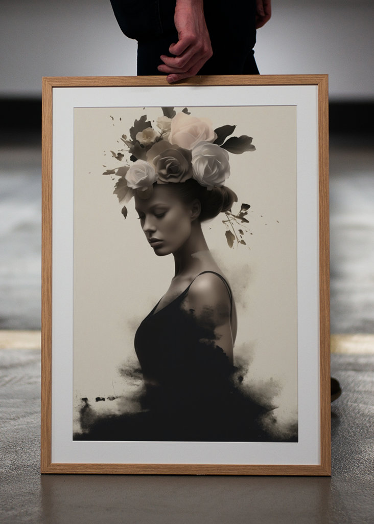 woman head with floral collage