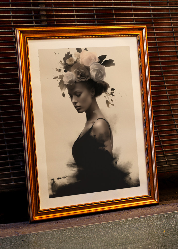 woman head with floral collage